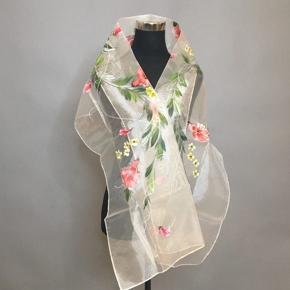 Pink Hand painted Shawl - Picture 2 of 2